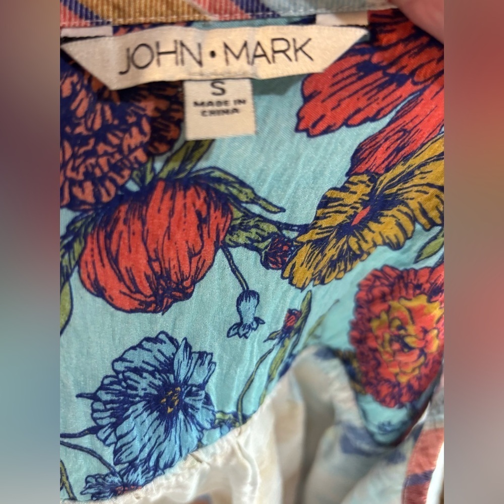 John Mark Tie Dye Boho Peasant Top Small - Picture 6 of 6